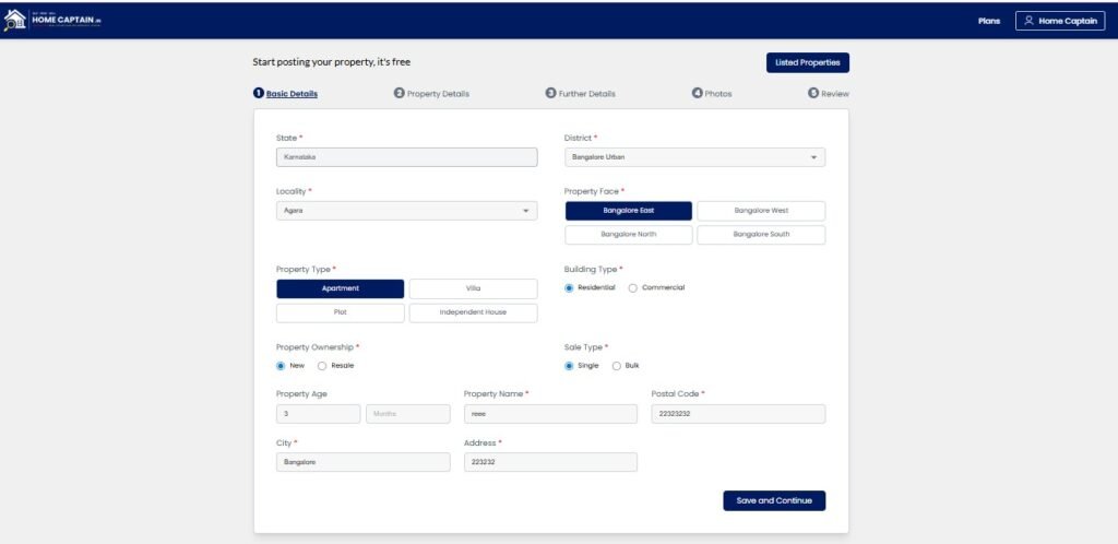 Listing free Property Home captain