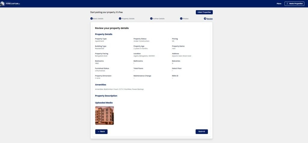 Listing free Property Home captain