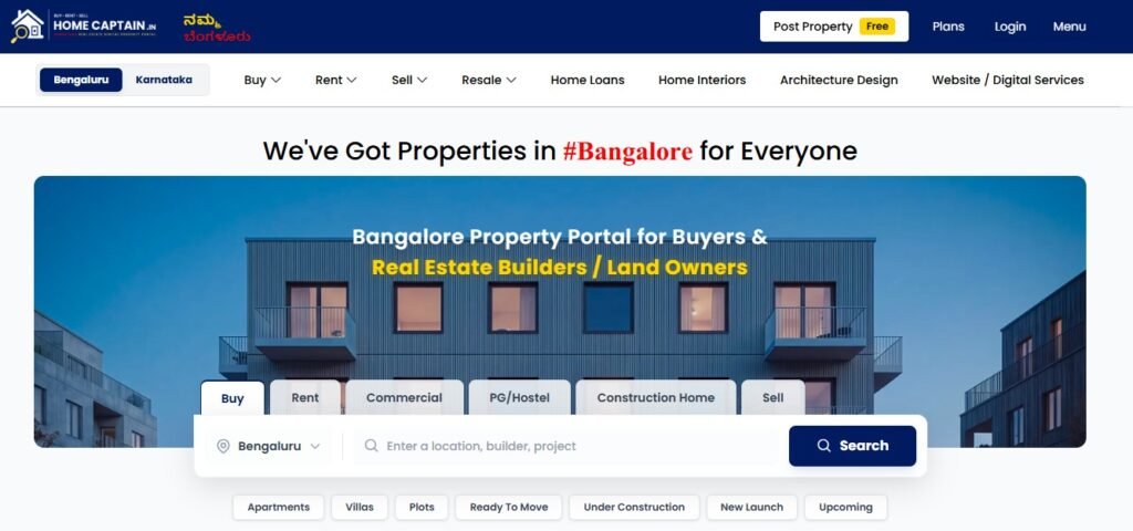 No.1 Real Estate Property Portal in Bangalore – Home Captain